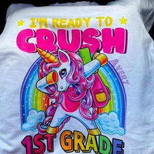 Kids white customized tee shirt. You choose the grade. Sizes Sm- youth lg
